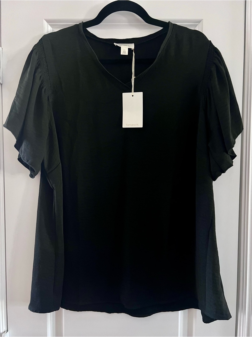 Black Flutter Sleeve Blouse